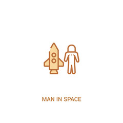man in space concept 2 colored icon. simple line element illustration. outline brown man in space symbol. can be used for web and mobile ui/ux.