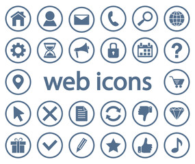 Monochrome set of round web icons. Vector illustration