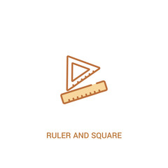 Fototapeta premium ruler and square measuring tools concept 2 colored icon. simple line element illustration. outline brown ruler and square measuring tools symbol. can be used for web and mobile ui/ux.