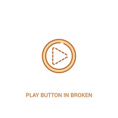 play button in broken line concept 2 colored icon. simple line element illustration. outline brown play button in broken line symbol. can be used for web and mobile ui/ux.