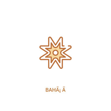 bahã¡ ã­ concept 2 colored icon. simple line element illustration. outline brown bahã¡ ã­ symbol. can be used for web and mobile ui/ux.
