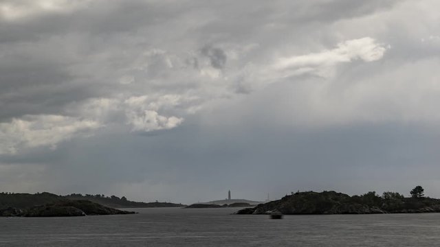 Timelapse of rain clouds rolling over the Norway countryside