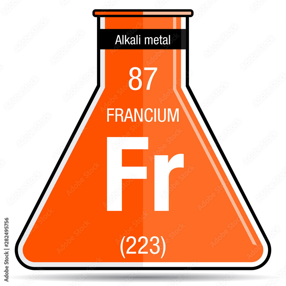 Wall mural Francium symbol on chemical flask. Element number 87 of the Periodic Table of the Elements - Chemistry - Wall murals