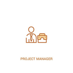 project manager concept 2 colored icon. simple line element illustration. outline brown project manager symbol. can be used for web and mobile ui/ux.