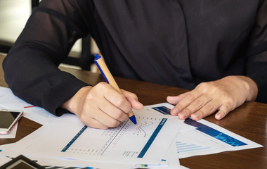 Naklejka premium Finances and calculate on desk.