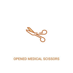 opened medical scissors concept 2 colored icon. simple line element illustration. outline brown opened medical scissors symbol. can be used for web and mobile ui/ux.