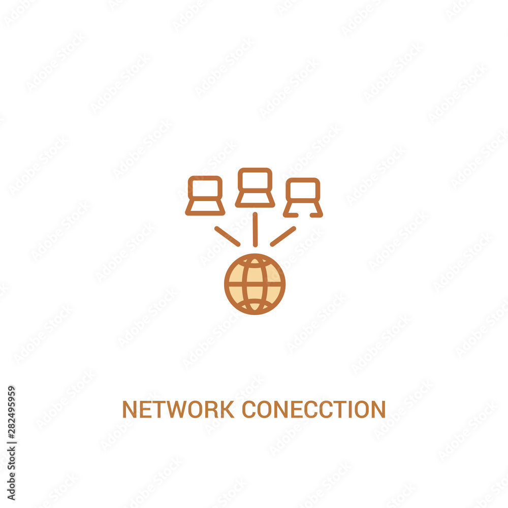 Poster network conecction concept 2 colored icon. simple line element illustration. outline brown network c