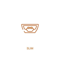 slim concept 2 colored icon. simple line element illustration. outline brown slim symbol. can be used for web and mobile ui/ux.