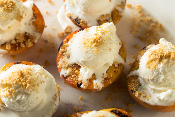 Homemade Grilled Peaches with Ice Cream