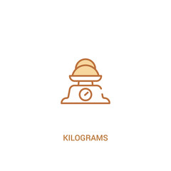 kilograms concept 2 colored icon. simple line element illustration. outline brown kilograms symbol. can be used for web and mobile ui/ux.