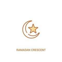 Obraz premium ramadan crescent moon concept 2 colored icon. simple line element illustration. outline brown ramadan crescent moon symbol. can be used for web and mobile ui/ux.