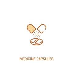 medicine capsules concept 2 colored icon. simple line element illustration. outline brown medicine capsules symbol. can be used for web and mobile ui/ux.