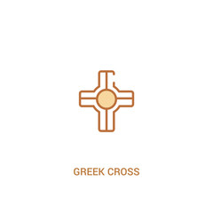 greek cross concept 2 colored icon. simple line element illustration. outline brown greek cross symbol. can be used for web and mobile ui/ux.