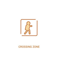 crossing zone concept 2 colored icon. simple line element illustration. outline brown crossing zone symbol. can be used for web and mobile ui/ux.
