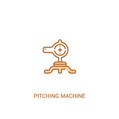pitching machine concept 2 colored icon. simple line element illustration. outline brown pitching machine symbol. can be used for web and mobile ui/ux.