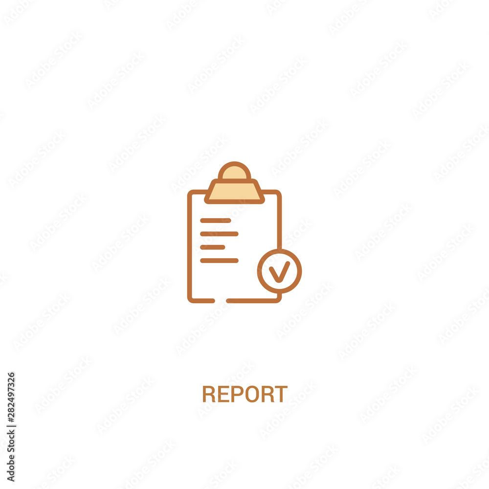Poster report concept 2 colored icon. simple line element illustration. outline brown report symbol. can be