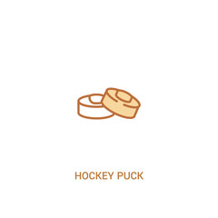 hockey puck concept 2 colored icon. simple line element illustration. outline brown hockey puck symbol. can be used for web and mobile ui/ux.