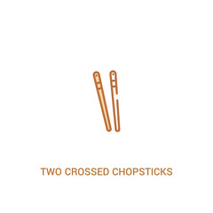 two crossed chopsticks from japan concept 2 colored icon. simple line element illustration. outline brown two crossed chopsticks from japan symbol. can be used for web and mobile ui/ux.