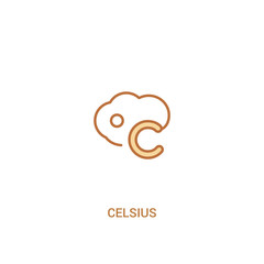 celsius concept 2 colored icon. simple line element illustration. outline brown celsius symbol. can be used for web and mobile ui/ux.