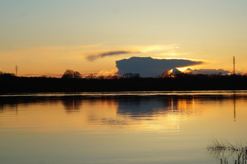 sunset over the lake