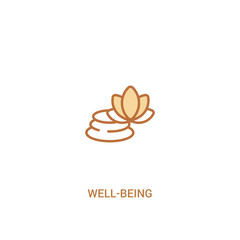 well-being concept 2 colored icon. simple line element illustration. outline brown well-being symbol. can be used for web and mobile ui/ux.