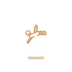 penknife concept 2 colored icon. simple line element illustration. outline brown penknife symbol. can be used for web and mobile ui/ux.
