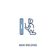 man welding concept 2 colored icon. simple line element illustration. outline blue man welding symbol. can be used for web and mobile ui/ux.