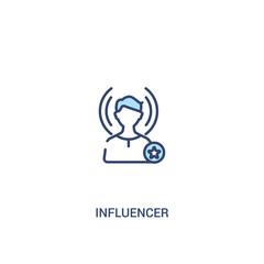 influencer concept 2 colored icon. simple line element illustration. outline blue influencer symbol. can be used for web and mobile ui/ux.