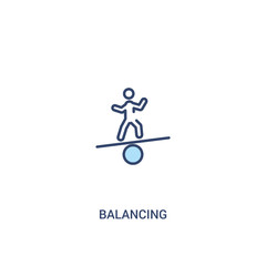 balancing concept 2 colored icon. simple line element illustration. outline blue balancing symbol. can be used for web and mobile ui/ux.