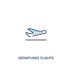 departures flights concept 2 colored icon. simple line element illustration. outline blue departures flights symbol. can be used for web and mobile ui/ux.