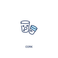 cork concept 2 colored icon. simple line element illustration. outline blue cork symbol. can be used for web and mobile ui/ux.