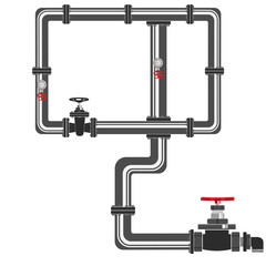 Pipeline. The water valve and sanitary valve. Vector illustration