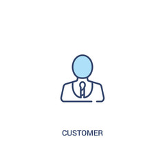 customer concept 2 colored icon. simple line element illustration. outline blue customer symbol. can be used for web and mobile ui/ux.