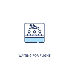waiting for flight concept 2 colored icon. simple line element illustration. outline blue waiting for flight symbol. can be used for web and mobile ui/ux.