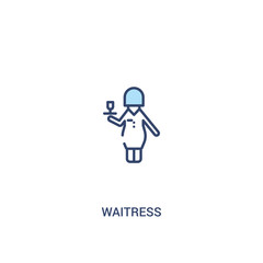 waitress concept 2 colored icon. simple line element illustration. outline blue waitress symbol. can be used for web and mobile ui/ux.