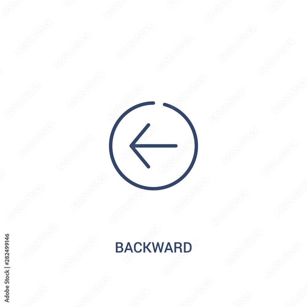 Poster backward concept 2 colored icon. simple line element illustration. outline blue backward symbol. can