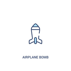 airplane bomb concept 2 colored icon. simple line element illustration. outline blue airplane bomb symbol. can be used for web and mobile ui/ux.