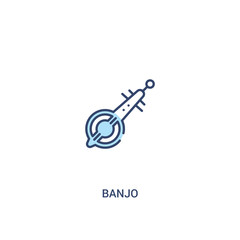 banjo concept 2 colored icon. simple line element illustration. outline blue banjo symbol. can be used for web and mobile ui/ux.