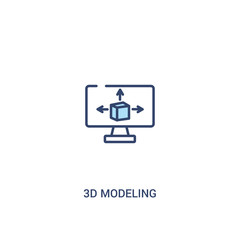 3d modeling concept 2 colored icon. simple line element illustration. outline blue 3d modeling symbol. can be used for web and mobile ui/ux.