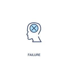 failure concept 2 colored icon. simple line element illustration. outline blue failure symbol. can be used for web and mobile ui/ux.