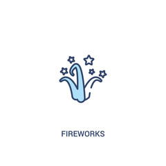 fireworks concept 2 colored icon. simple line element illustration. outline blue fireworks symbol. can be used for web and mobile ui/ux.