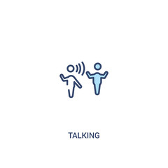 talking concept 2 colored icon. simple line element illustration. outline blue talking symbol. can be used for web and mobile ui/ux.