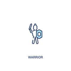 warrior concept 2 colored icon. simple line element illustration. outline blue warrior symbol. can be used for web and mobile ui/ux.