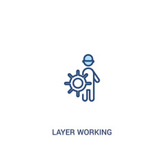 layer working concept 2 colored icon. simple line element illustration. outline blue layer working symbol. can be used for web and mobile ui/ux.
