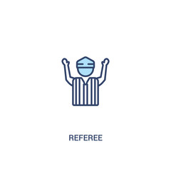 referee concept 2 colored icon. simple line element illustration. outline blue referee symbol. can be used for web and mobile ui/ux.