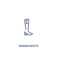 woman boots concept 2 colored icon. simple line element illustration. outline blue woman boots symbol. can be used for web and mobile ui/ux.