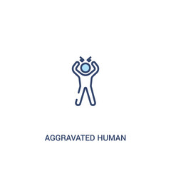 aggravated human concept 2 colored icon. simple line element illustration. outline blue aggravated human symbol. can be used for web and mobile ui/ux.
