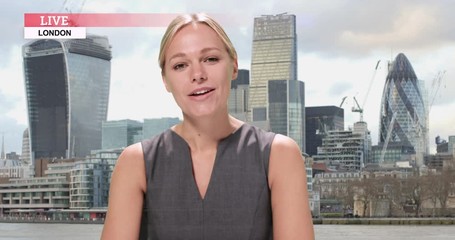 MS Female anchor presenting live from City of London