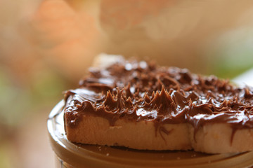 white bread toast nutella morning closeup texture