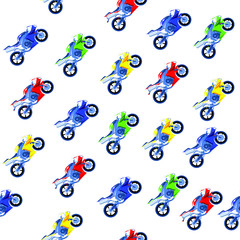  Seamless pattern of sport motorcycles , for wrapping paper, wallpaper, fabric pattern, backdrop, print, gift wrap, cover of notebook, envelope